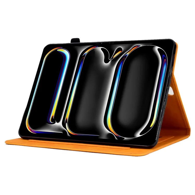 For iPad Pro 11 (2024) Case Letters Imprinted PU Leather Card Holder Tablet Cover