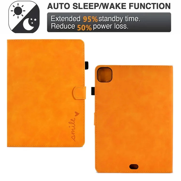 For iPad Pro 11 (2024) Case Letters Imprinted PU Leather Card Holder Tablet Cover