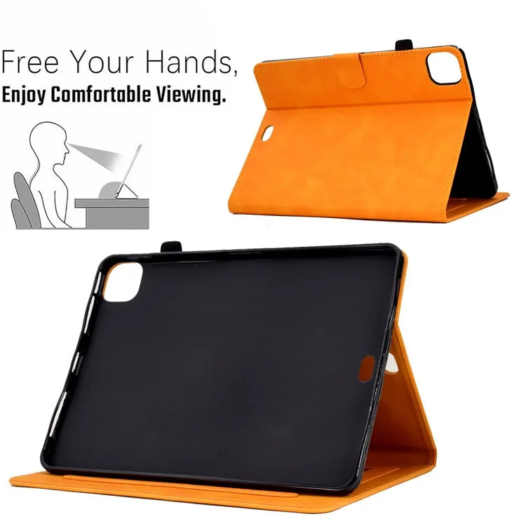 For iPad Pro 11 (2024) Case Letters Imprinted PU Leather Card Holder Tablet Cover