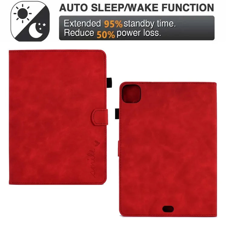 For iPad Pro 11 (2024) Case Letters Imprinted PU Leather Card Holder Tablet Cover