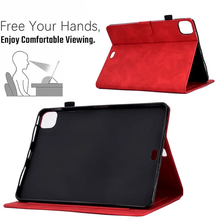 For iPad Pro 11 (2024) Case Letters Imprinted PU Leather Card Holder Tablet Cover