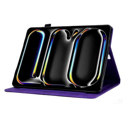 For iPad Pro 11 (2024) Case Letters Imprinted PU Leather Card Holder Tablet Cover