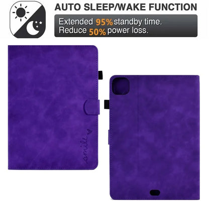 For iPad Pro 11 (2024) Case Letters Imprinted PU Leather Card Holder Tablet Cover
