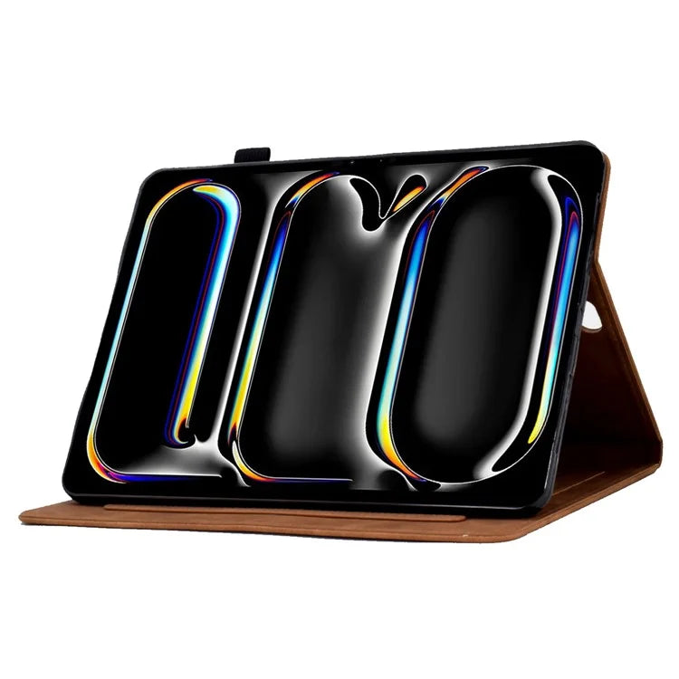 For iPad Pro 11 (2024) Case Letters Imprinted PU Leather Card Holder Tablet Cover