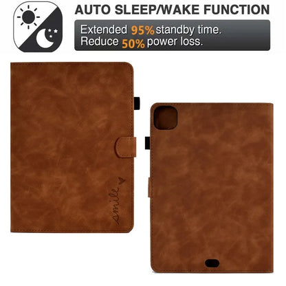 For iPad Pro 11 (2024) Case Letters Imprinted PU Leather Card Holder Tablet Cover