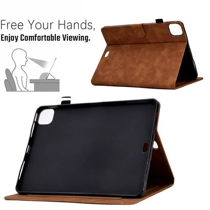 For iPad Pro 11 (2024) Case Letters Imprinted PU Leather Card Holder Tablet Cover