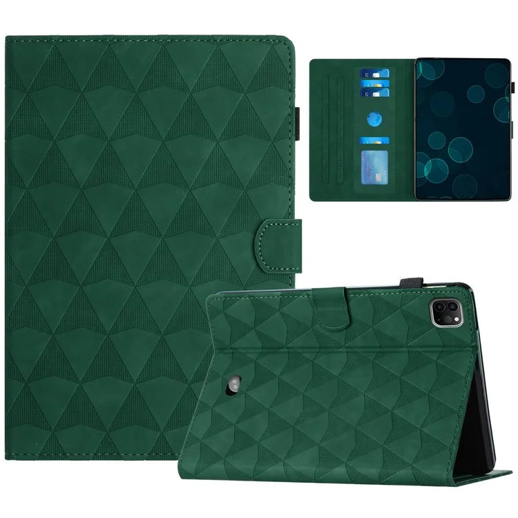 For iPad Pro 11 (2024) Case Diamond Texture Card Holder Stand Cover Anti-Scratch Tablet Shell