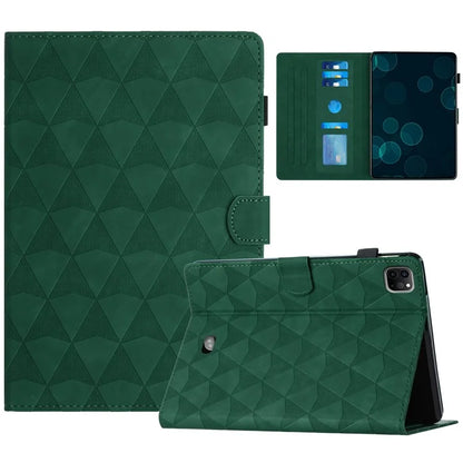 For iPad Pro 11 (2024) Case Diamond Texture Card Holder Stand Cover Anti-Scratch Tablet Shell