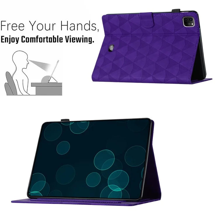 For iPad Pro 11 (2024) Case Diamond Texture Card Holder Stand Cover Anti-Scratch Tablet Shell