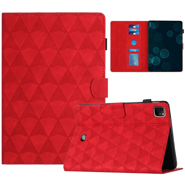 For iPad Pro 11 (2024) Case Diamond Texture Card Holder Stand Cover Anti-Scratch Tablet Shell
