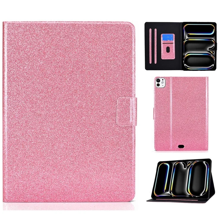 For iPad Pro 11 (2024) Glitter Sequins PU Leather + TPU Tablet Case with Stand and Card Slots