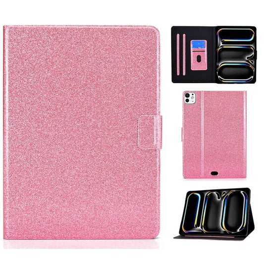 For iPad Pro 11 (2024) Glitter Sequins PU Leather + TPU Tablet Case with Stand and Card Slots