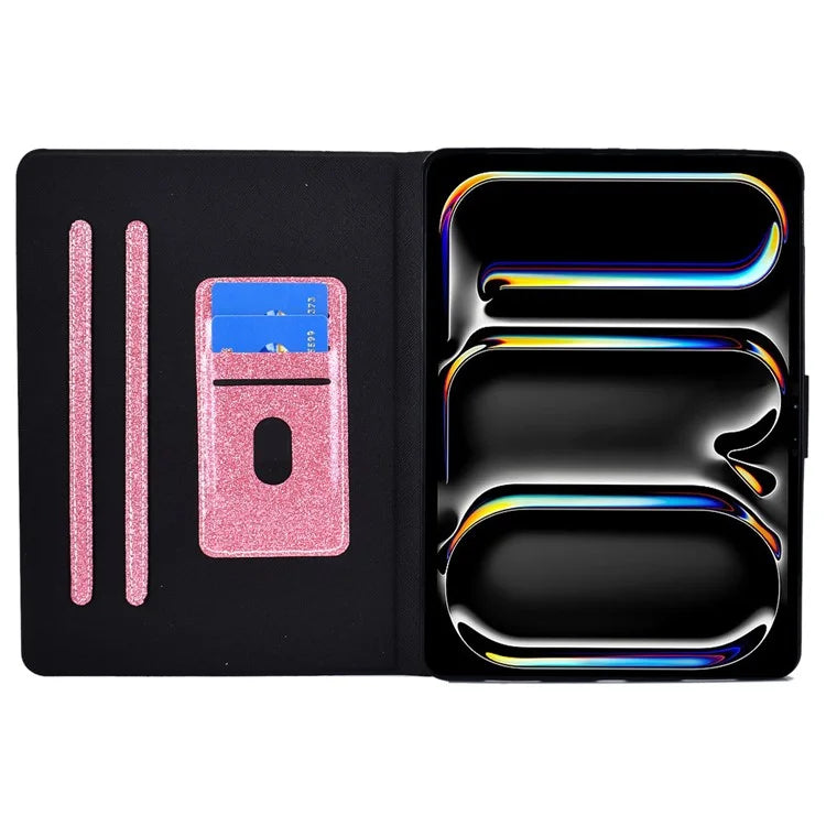 For iPad Pro 11 (2024) Glitter Sequins PU Leather + TPU Tablet Case with Stand and Card Slots