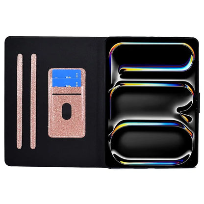For iPad Pro 11 (2024) Glitter Sequins PU Leather + TPU Tablet Case with Stand and Card Slots