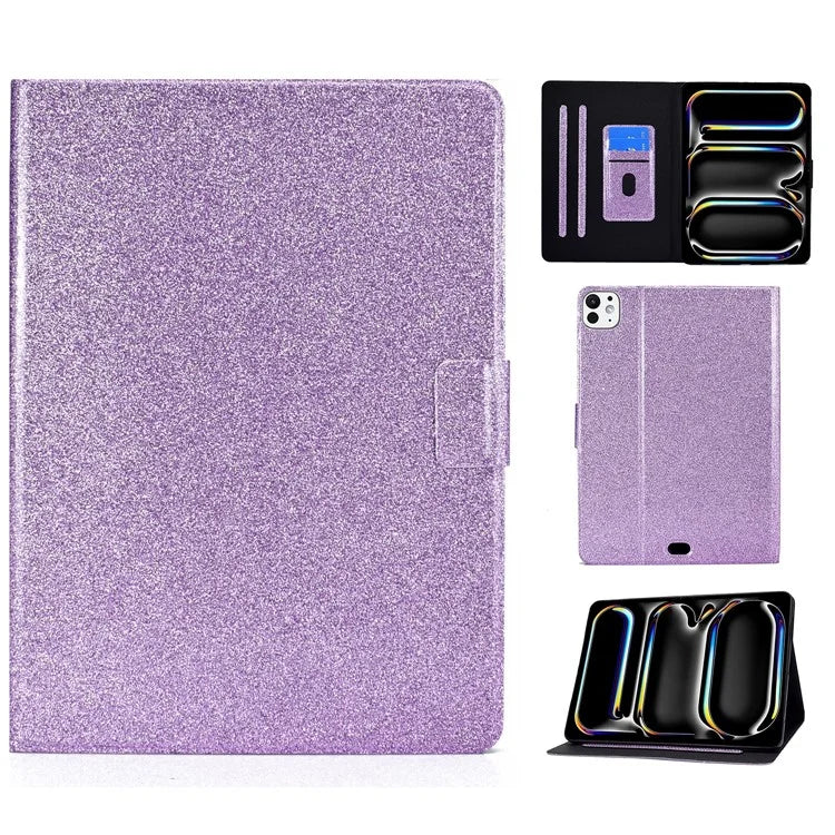 For iPad Pro 11 (2024) Glitter Sequins PU Leather + TPU Tablet Case with Stand and Card Slots