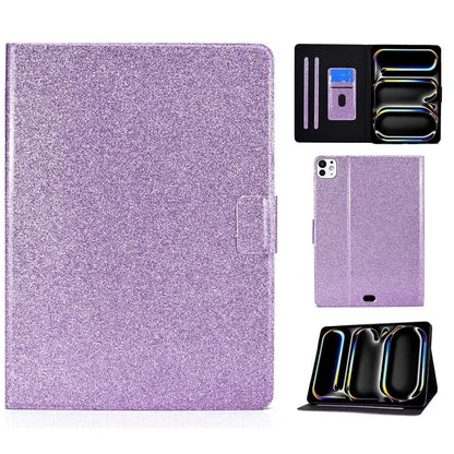For iPad Pro 11 (2024) Glitter Sequins PU Leather + TPU Tablet Case with Stand and Card Slots