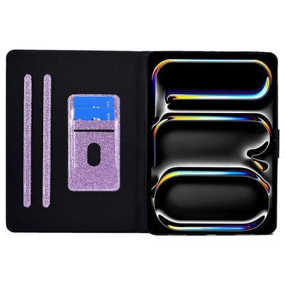 For iPad Pro 11 (2024) Glitter Sequins PU Leather + TPU Tablet Case with Stand and Card Slots