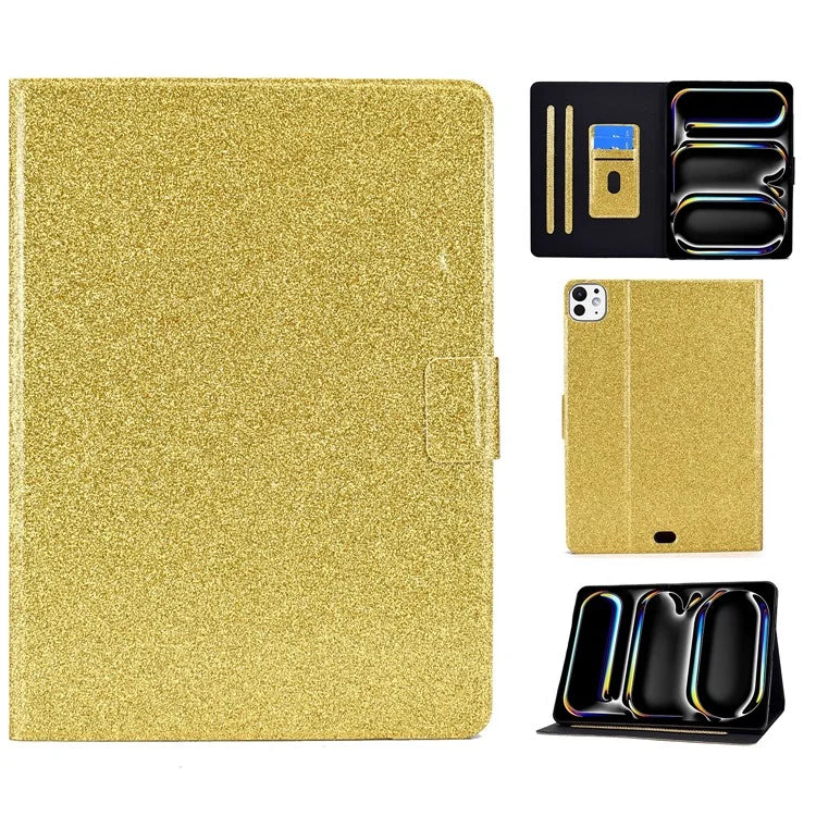 For iPad Pro 11 (2024) Glitter Sequins PU Leather + TPU Tablet Case with Stand and Card Slots