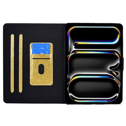 For iPad Pro 11 (2024) Glitter Sequins PU Leather + TPU Tablet Case with Stand and Card Slots