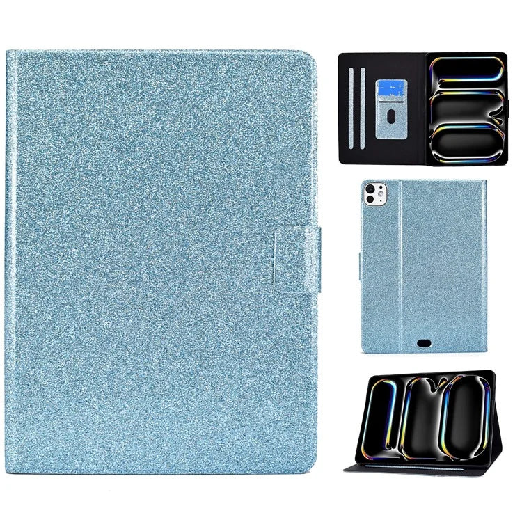 For iPad Pro 11 (2024) Glitter Sequins PU Leather + TPU Tablet Case with Stand and Card Slots