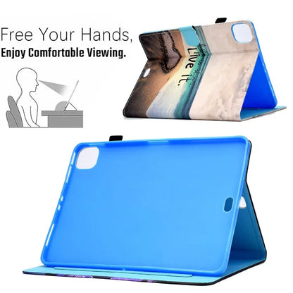 For iPad Pro 11 (2024) Case PU Leather+TPU Tablet Protective Cover Pattern Printing Full Protection Shell