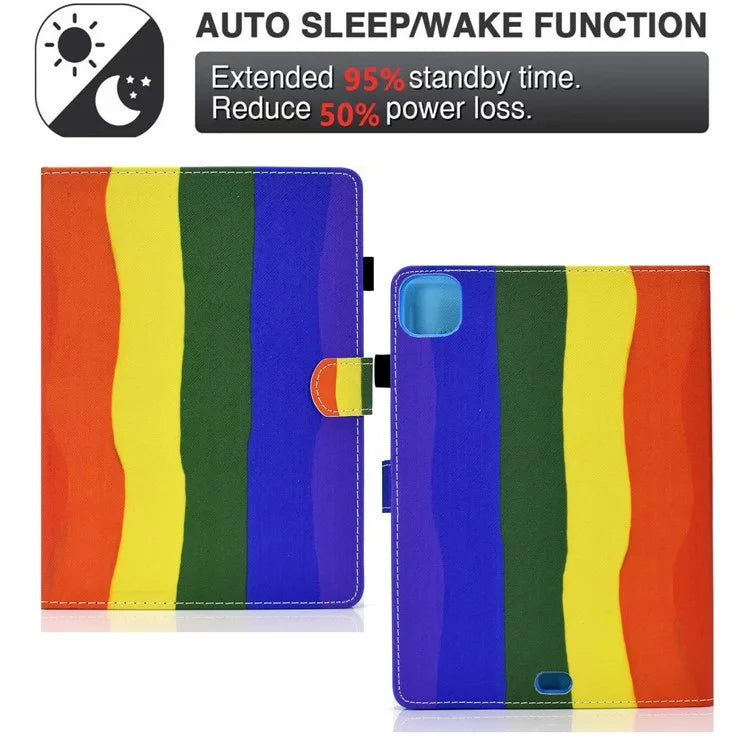 For iPad Pro 11 (2024) Case PU Leather+TPU Tablet Protective Cover Pattern Printing Full Protection Shell
