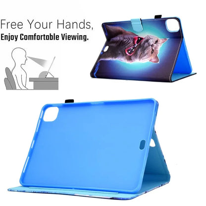 For iPad Pro 11 (2024) Case PU Leather+TPU Tablet Protective Cover Pattern Printing Full Protection Shell