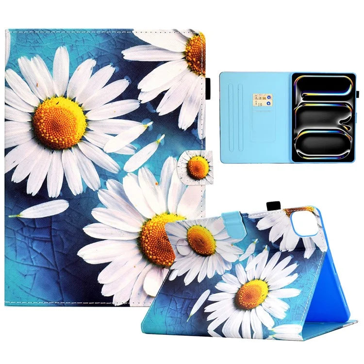 For iPad Pro 11 (2024) Case PU Leather+TPU Tablet Protective Cover Pattern Printing Full Protection Shell