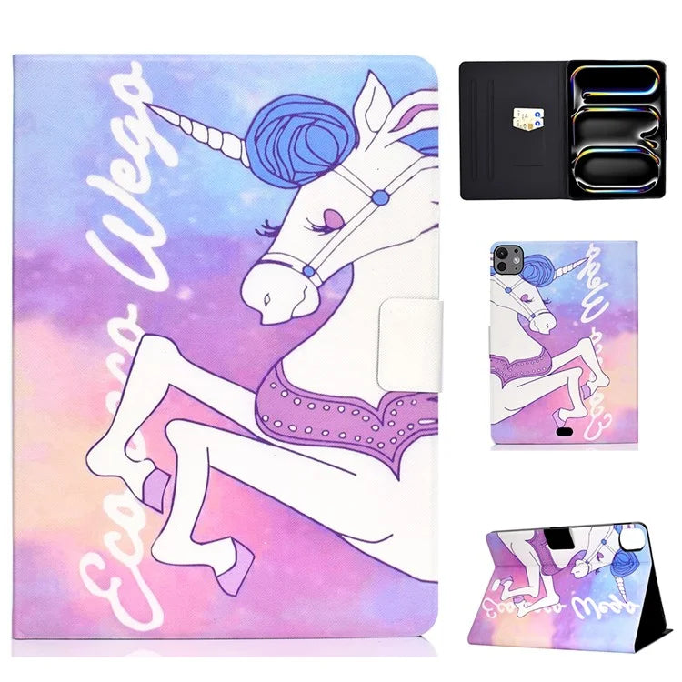 For iPad Pro 11 (2024) Case Pattern Printed Leather Stand Tablet Cover with Card Holder