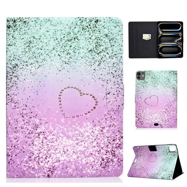 For iPad Pro 11 (2024) Case Pattern Printed Leather Stand Tablet Cover with Card Holder