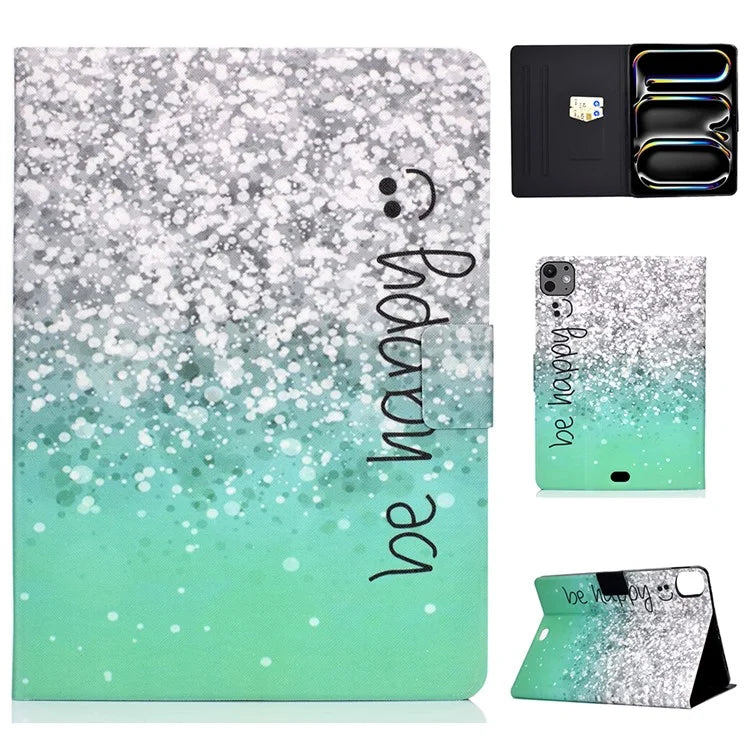 For iPad Pro 11 (2024) Case Pattern Printed Leather Stand Tablet Cover with Card Holder