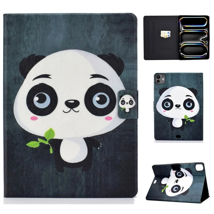 For iPad Pro 11 (2024) Case Pattern Printed Leather Stand Tablet Cover with Card Holder