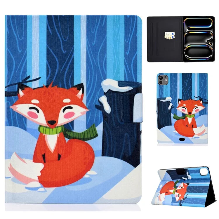 For iPad Pro 11 (2024) Case Pattern Printed Leather Stand Tablet Cover with Card Holder