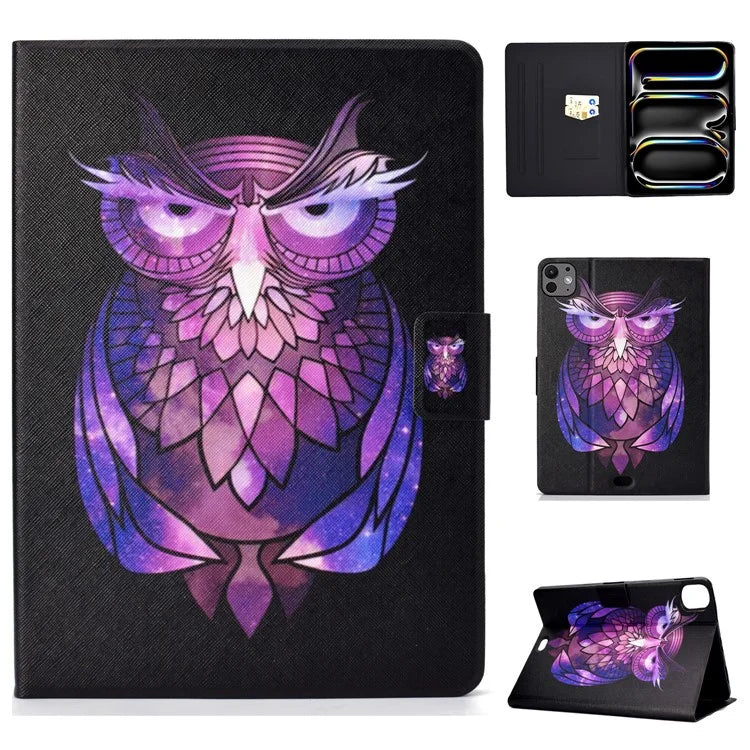 For iPad Pro 11 (2024) Case Pattern Printed Leather Stand Tablet Cover with Card Holder
