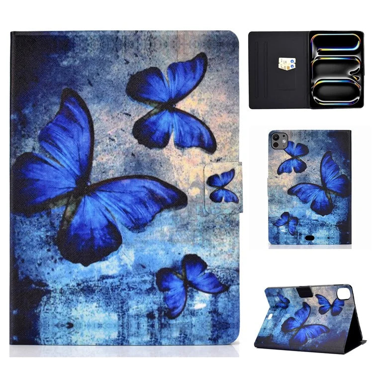 For iPad Pro 11 (2024) Case Pattern Printed Leather Stand Tablet Cover with Card Holder