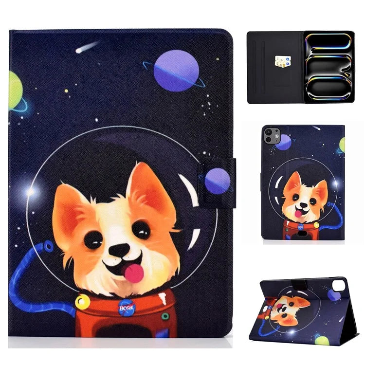 For iPad Pro 11 (2024) Case Pattern Printed Leather Stand Tablet Cover with Card Holder