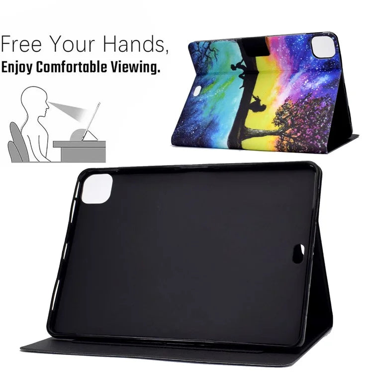 For iPad Pro 11 (2024) Case Pattern Printed Leather Stand Tablet Cover with Card Holder