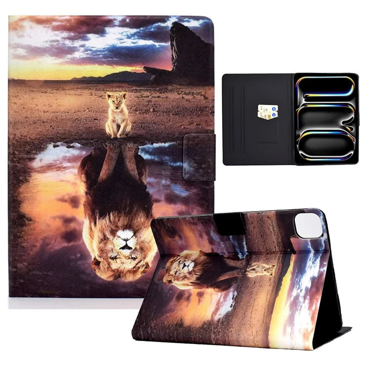 For iPad Pro 11 (2024) Case Pattern Printed Leather Stand Tablet Cover with Card Holder