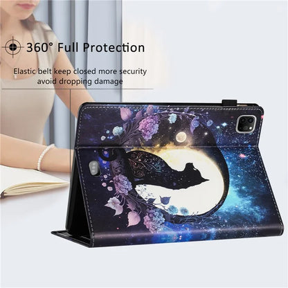 For iPad Pro 11 (2024) Case Pattern Printing Support Stand Card Holder Leather Tablet Cover