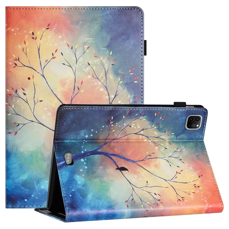 For iPad Pro 11 (2024) Case Pattern Printing Support Stand Card Holder Leather Tablet Cover