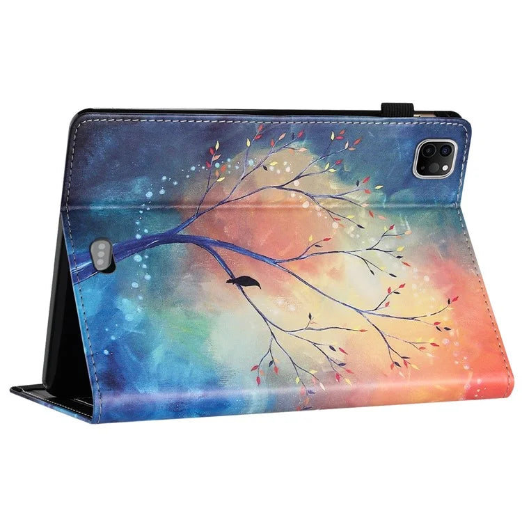 For iPad Pro 11 (2024) Case Pattern Printing Support Stand Card Holder Leather Tablet Cover
