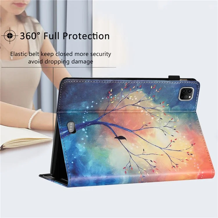 For iPad Pro 11 (2024) Case Pattern Printing Support Stand Card Holder Leather Tablet Cover