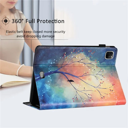 For iPad Pro 11 (2024) Case Pattern Printing Support Stand Card Holder Leather Tablet Cover