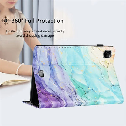 For iPad Pro 11 (2024) Case Pattern Printing Support Stand Card Holder Leather Tablet Cover