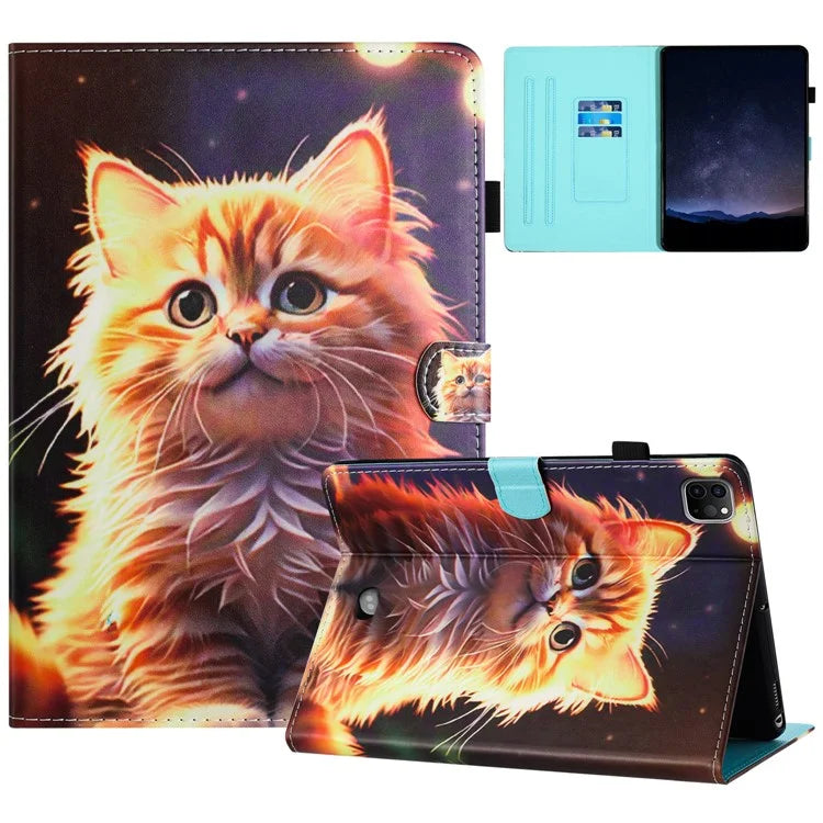 For iPad Pro 11 (2024) Case Pattern Printing Support Stand Card Holder Leather Tablet Cover
