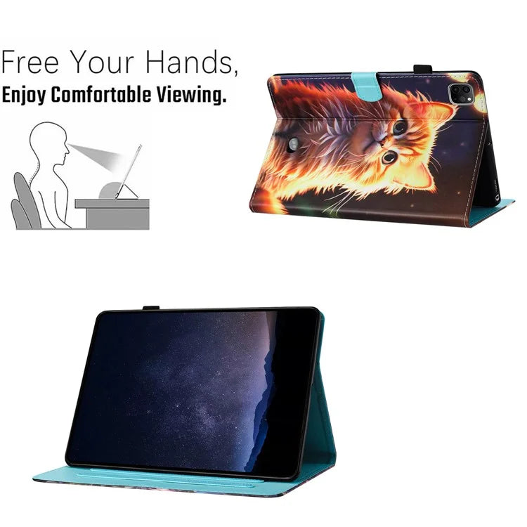 For iPad Pro 11 (2024) Case Pattern Printing Support Stand Card Holder Leather Tablet Cover