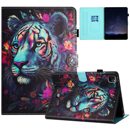 For iPad Pro 11 (2024) Case Pattern Printing Support Stand Card Holder Leather Tablet Cover