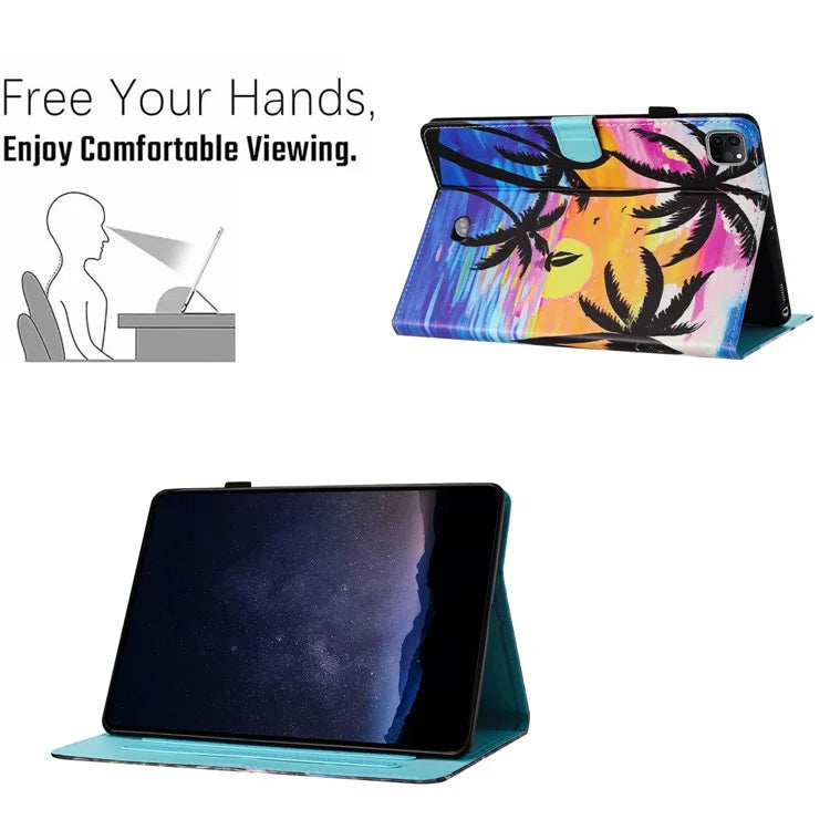 For iPad Pro 11 (2024) Case Pattern Printing Support Stand Card Holder Leather Tablet Cover