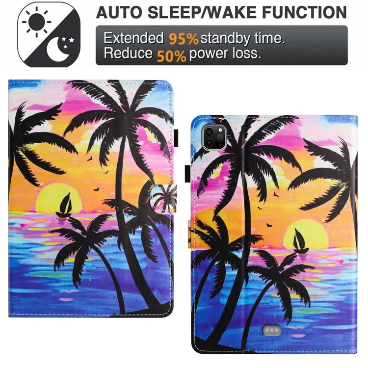 For iPad Pro 11 (2024) Case Pattern Printing Support Stand Card Holder Leather Tablet Cover