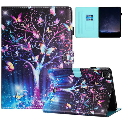 For iPad Pro 11 (2024) Case Pattern Printing Support Stand Card Holder Leather Tablet Cover